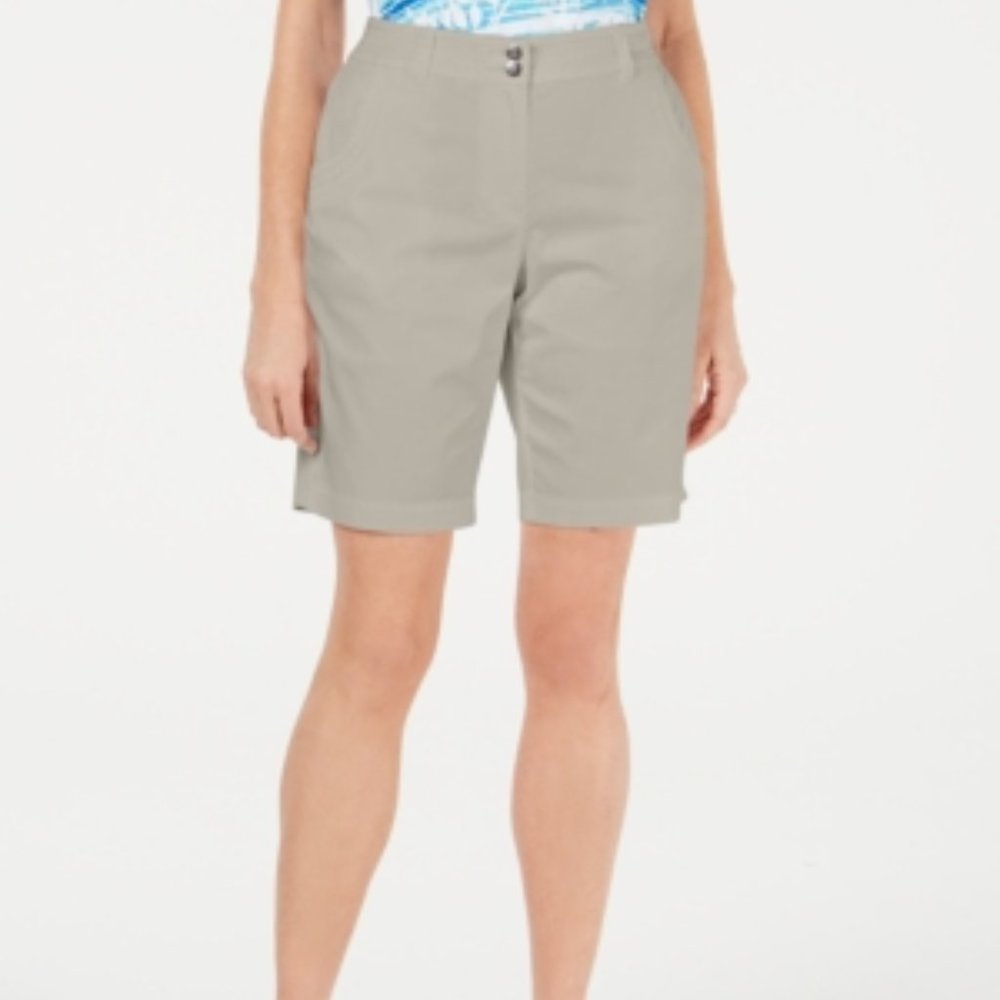 Karen Scott Khaki Curved Pocket Shorts Size 10